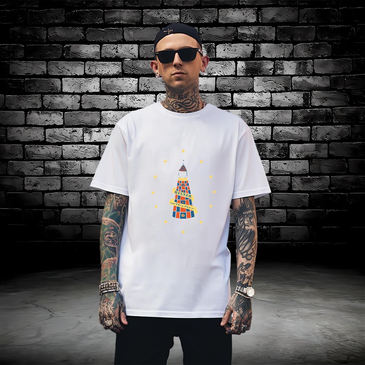 T shirt 230g Pure Cotton Lines Sport Round Neck Short Sleeve Skull Tshirts Fashion New TOP Quality Clothings