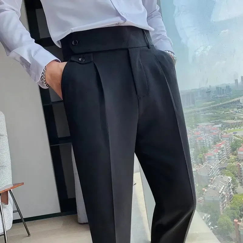 Mens Straightleg Highwaisted Casual Suit Pants Highend Feelslims You Smooths Your Silhouette Spring Summer 240806