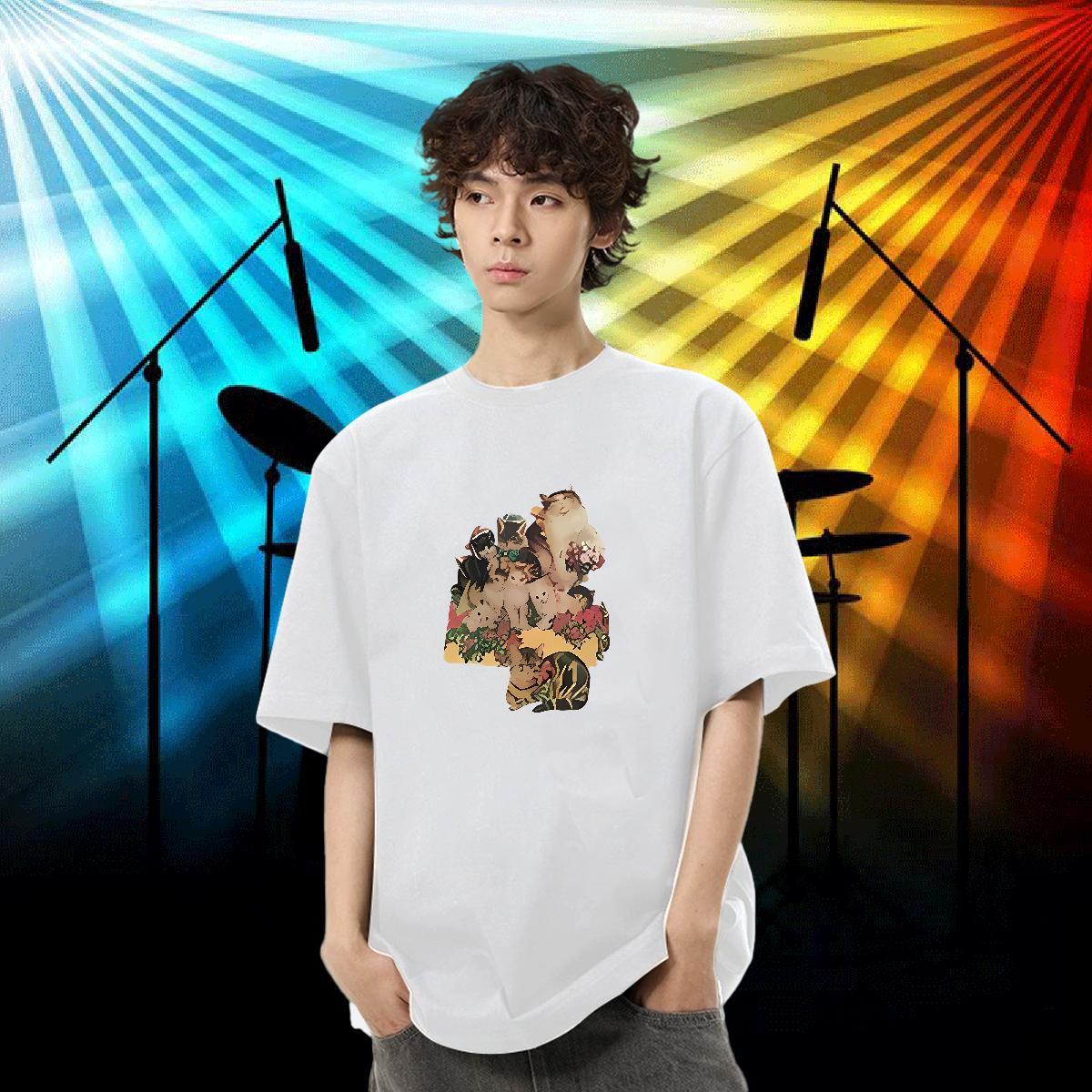 Designer Fashion T-Shirts 100% Cotton 230g cute Street Tees Shirts Breathable Crew Neck Popular Men Tops Tees Anime