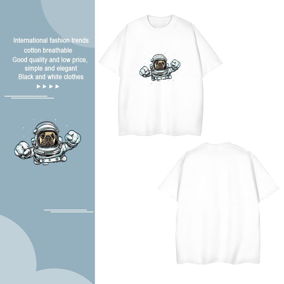 T shirt 100% Cotton 230g dog Spring Summer Short Sleeve O-Neck Black White Tshirt for Man Woman Classic Free Shipping Tshirts