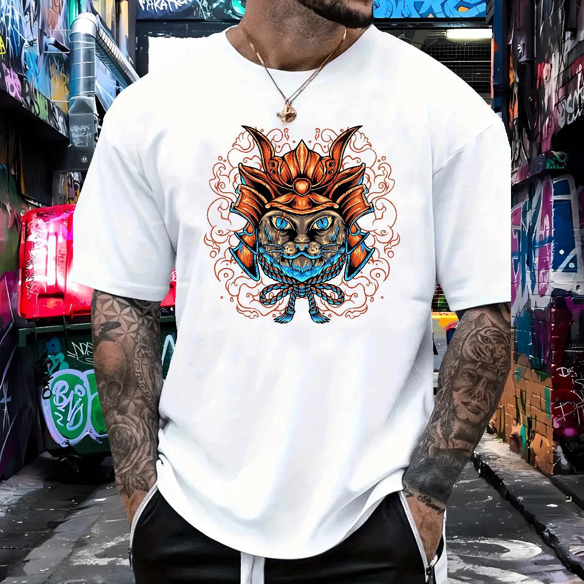 Designer Fashion Mens T Shirts 100% Cotton 230g cat High Street Hip Hop Polos Breathable Soft TOP Quality Mens Tshirts DIY Anime