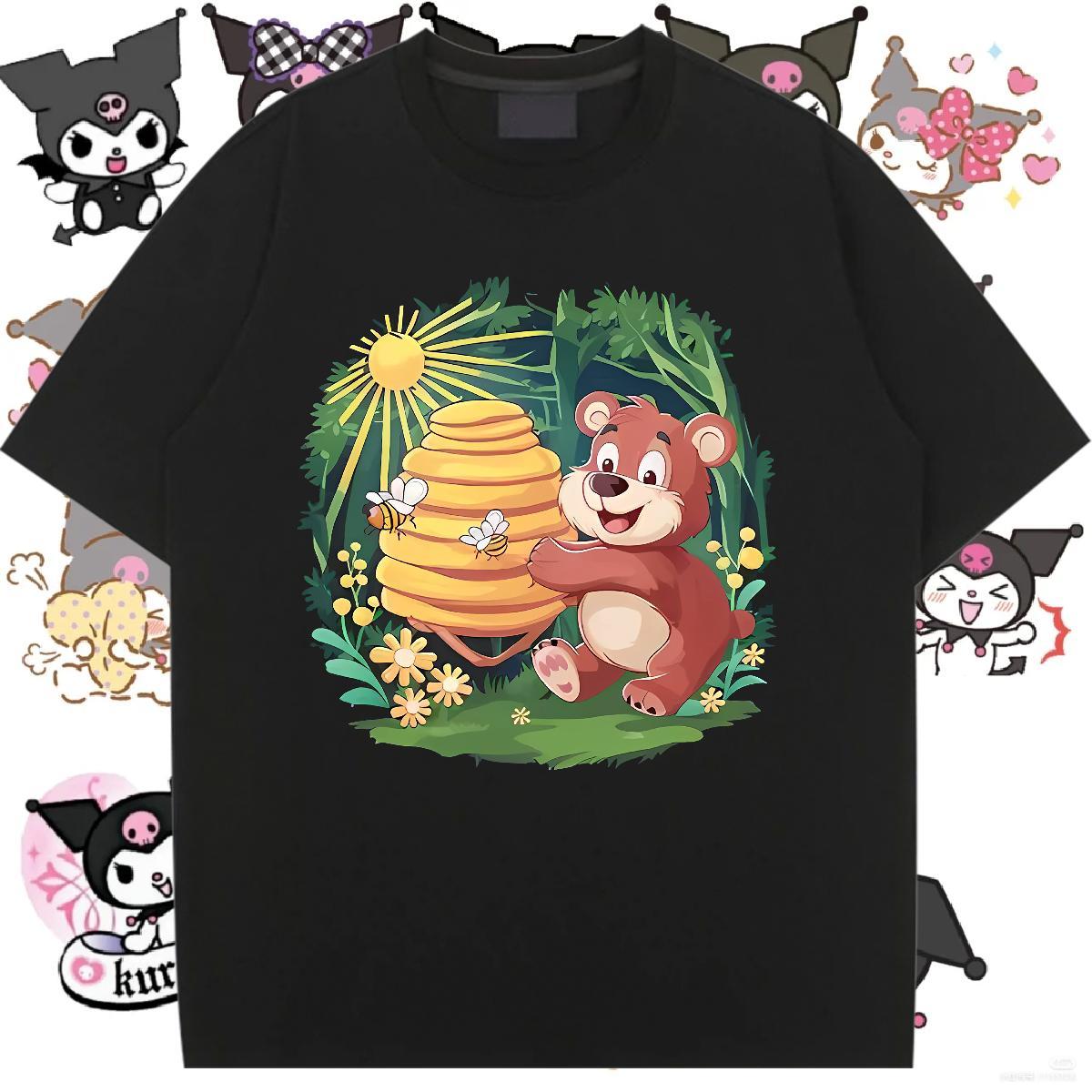 Unisex T-Shirts Round Neck Short Sleeve Women Tees Oversized L-4XL bear Spring Summer 230g Cotton Classic Tops Tees