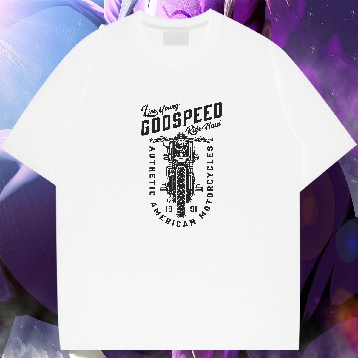 Classic Men Tops Tees 100% Cotton 230g Hip Hop Motorcycle DIY Logo Oversized Breathable Short Sleeve Custom T-Shirts Tshirts