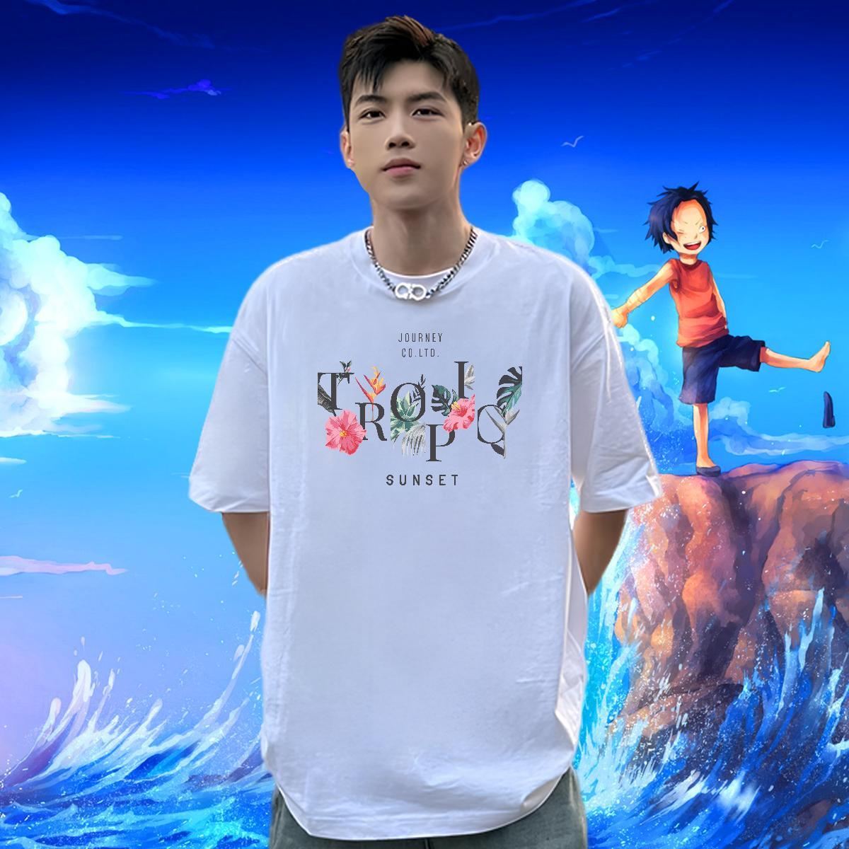 Fashion Designer T-Shirts 230g Pure Cotton flower Beach Tees Short Sleeve O-Neck Loose Fit Couples T Shirts Oversized 4XL