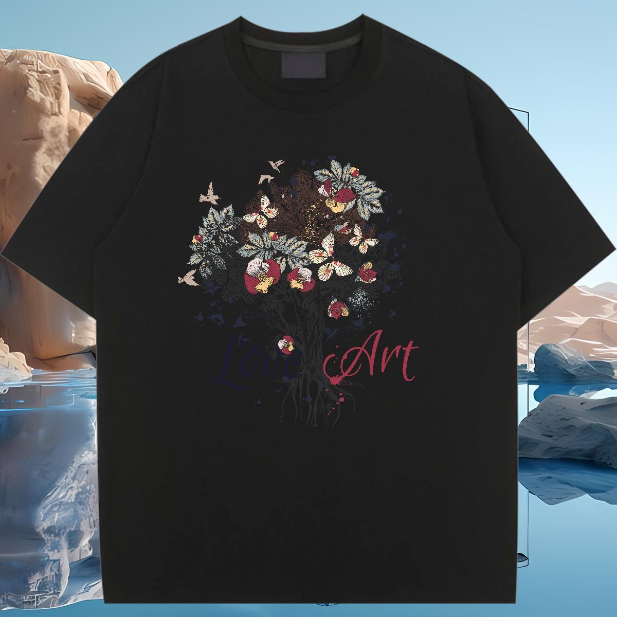 Wholesale Womens T Shirts O-Neck Short Sleeve Unisex Tshirts Anime Print tree Casual 100% Cotton 230g New Arrival Tee Shirt