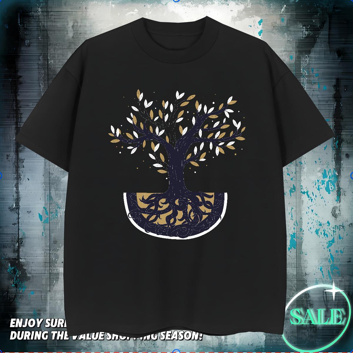 2024 New T Shirts Men 230g Cotton tree Street Top Tees Round Neck Short Sleeve Free Shipping Men Tees Plus Size Cartoon