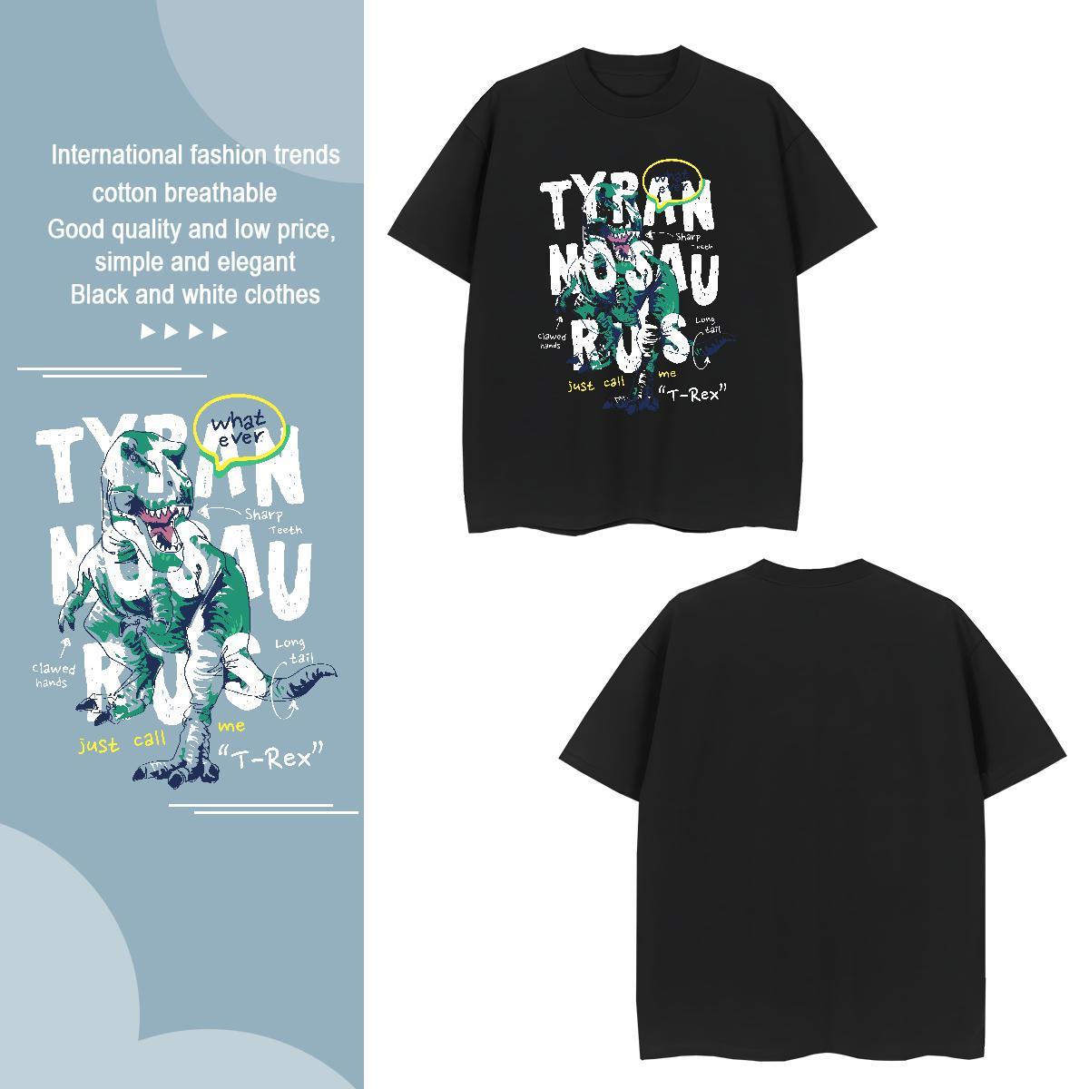 T Shirt For Man 100% Cotton 230g dinosaur Street Wear Breathable Short Sleeve White Plus Size Men Tees 2024 Designer Unisex Tshirts