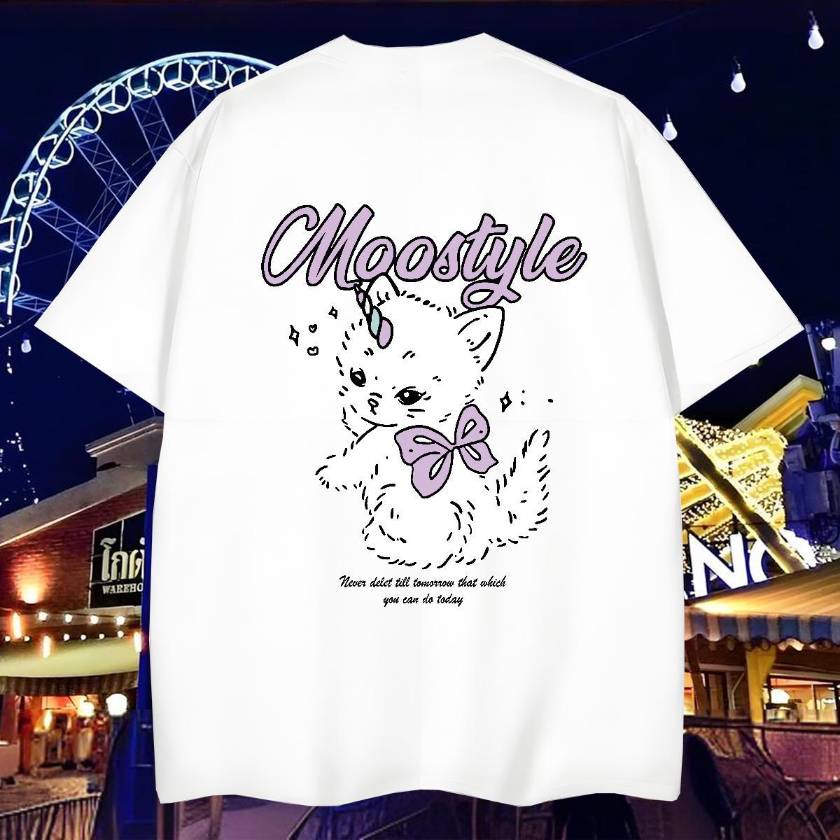 Factory Direct T Shirts Men 230g Cotton cat Hip Hop Clothings Breathable Soft Designer Couples T Shirts Anime Print