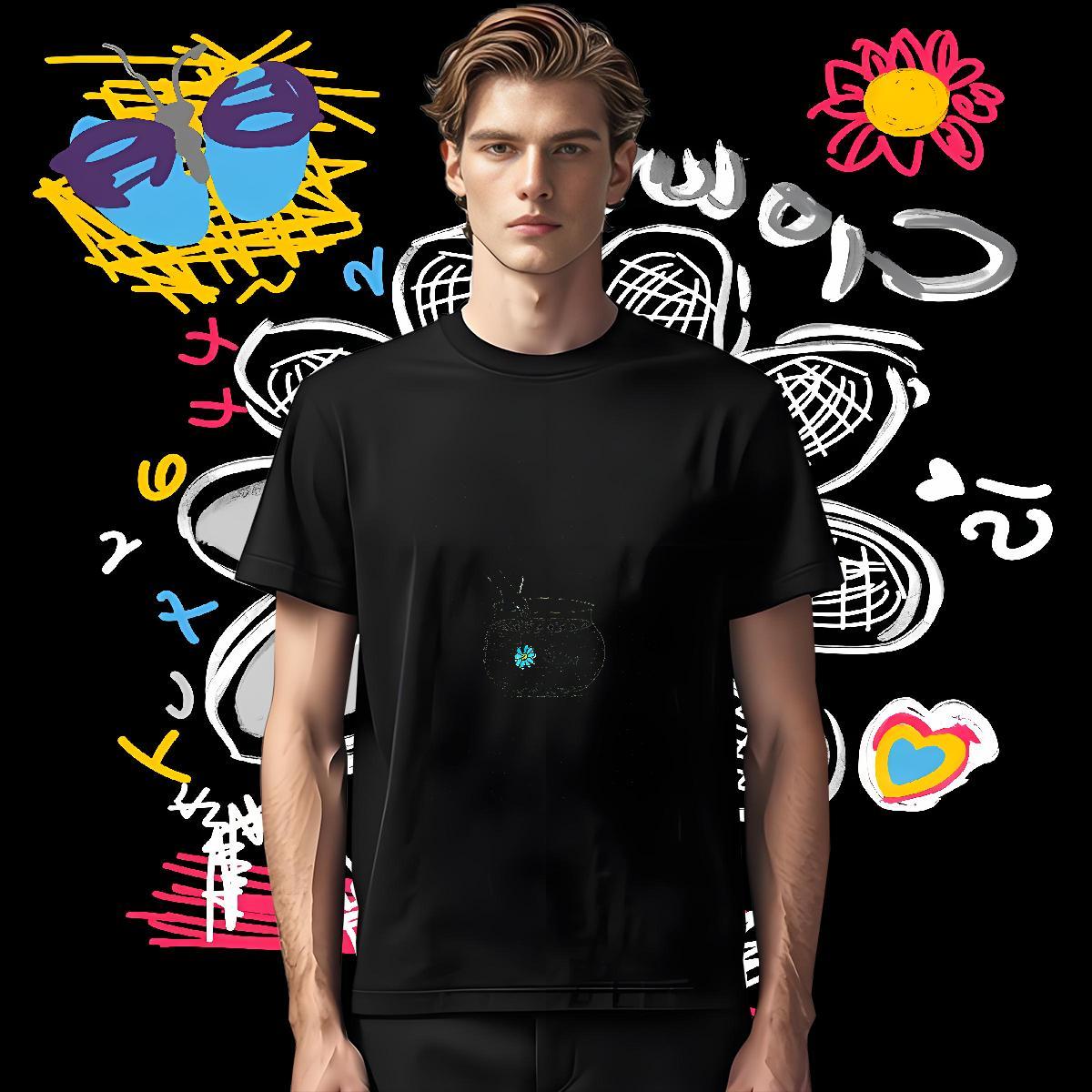 Casual New T-Shirts for Men 230g Cotton fish Casual Daily Wear Top Tees Round Neck Short Sleeve Comfortable Couples T Shirts Custom Cartoon