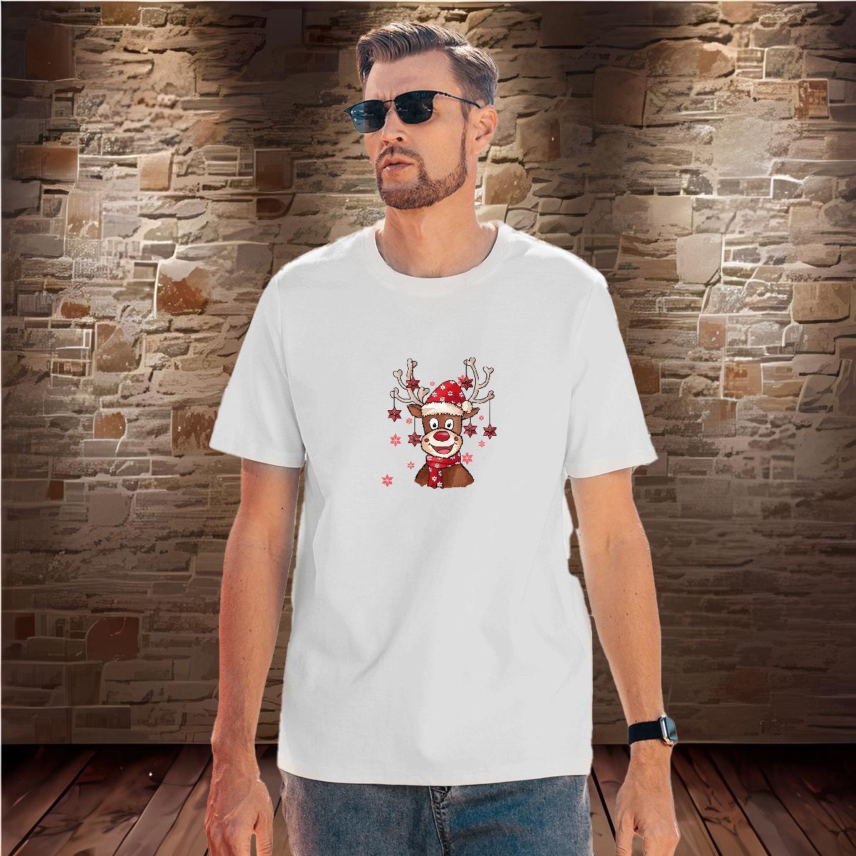 2024 Summer Mens T Shirts 230g Pure Cotton Christmas Home Outdoor Tee Shirt Breathable Soft TOP Quality Tshirt for Man Woman Cartoon Printing L-4XL
