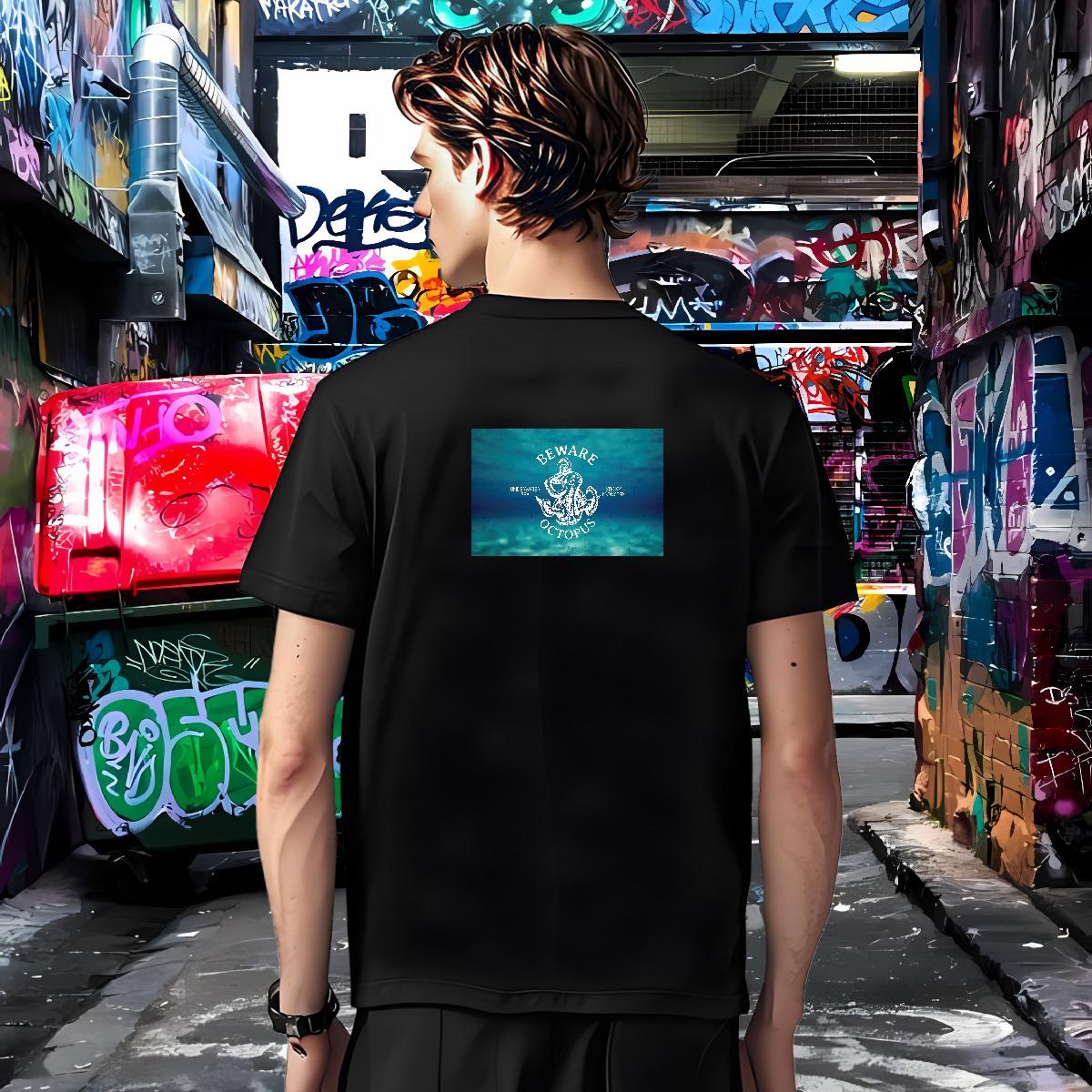 Classic Man T Shirts 230g 100% Cotton octopus Sport Tops Shirt Breathable Crew Neck High Quality Tshirts Custom Print Oversized