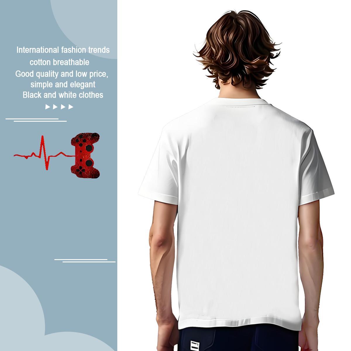 T shirt 230g Cotton heartbeat Spring Summer O-Neck Short Sleeve DIY Printed Men Tshirts Stylist Unisex Tops