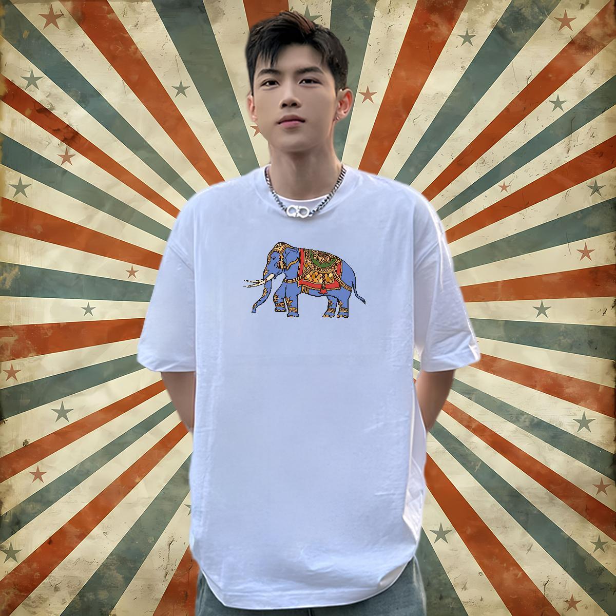Designer Fashion Men T Shirts 100% Cotton 230g elephant Casual Tops Tees Short Sleeve O-Neck Popular Men Tshirts Plus Size Cartoon
