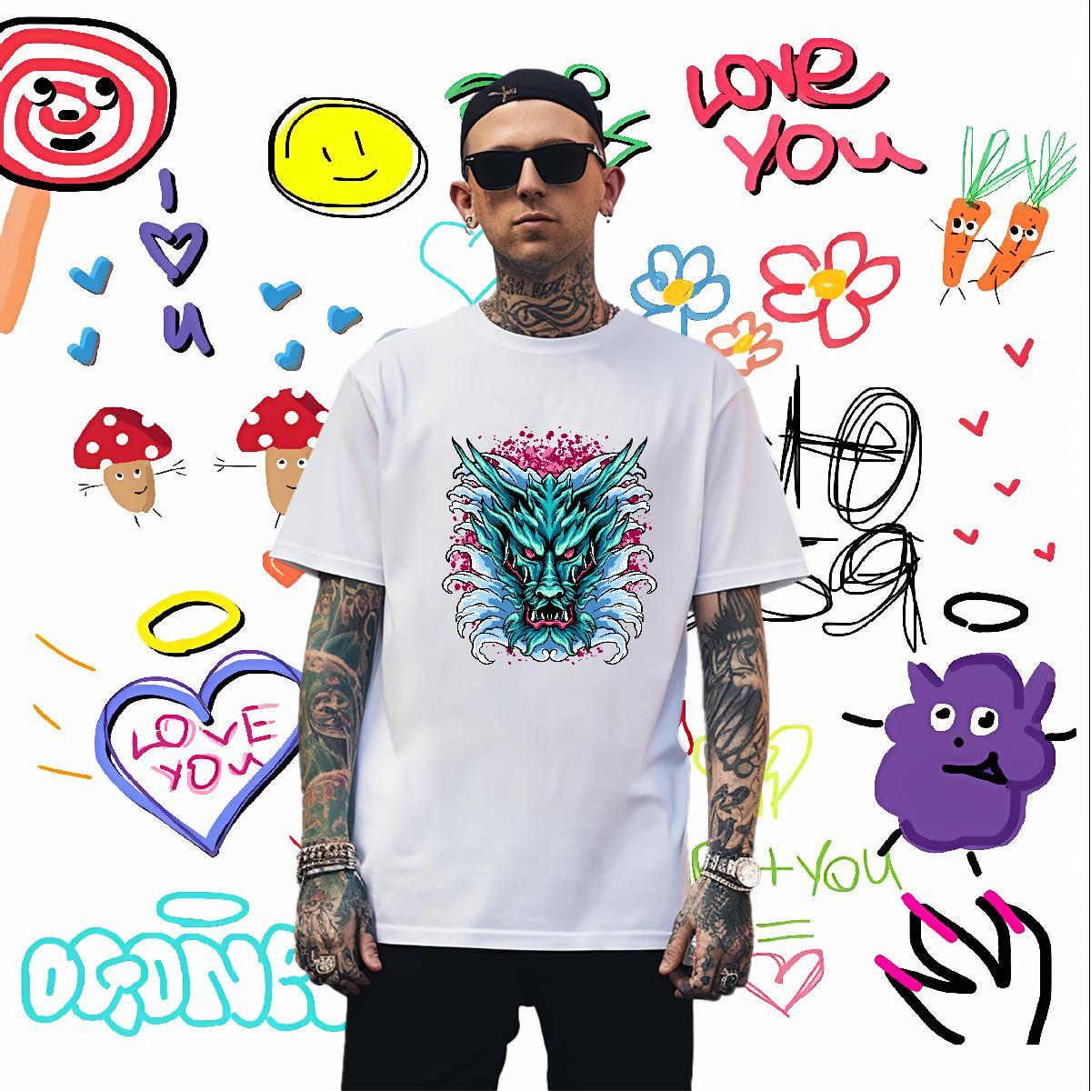 T shirt 230g Cotton Summer Casual Breathable Short Sleeve DIY Logo Oversized Tshirt for Man Woman Custom Loose Fit Wear