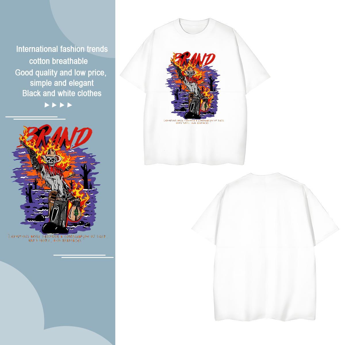 Man T Shirts 230g Cotton halloween Street Round Neck Short Sleeve Custom Printed Men Clothes T-Shirt 2024 Comfortable Tshirts