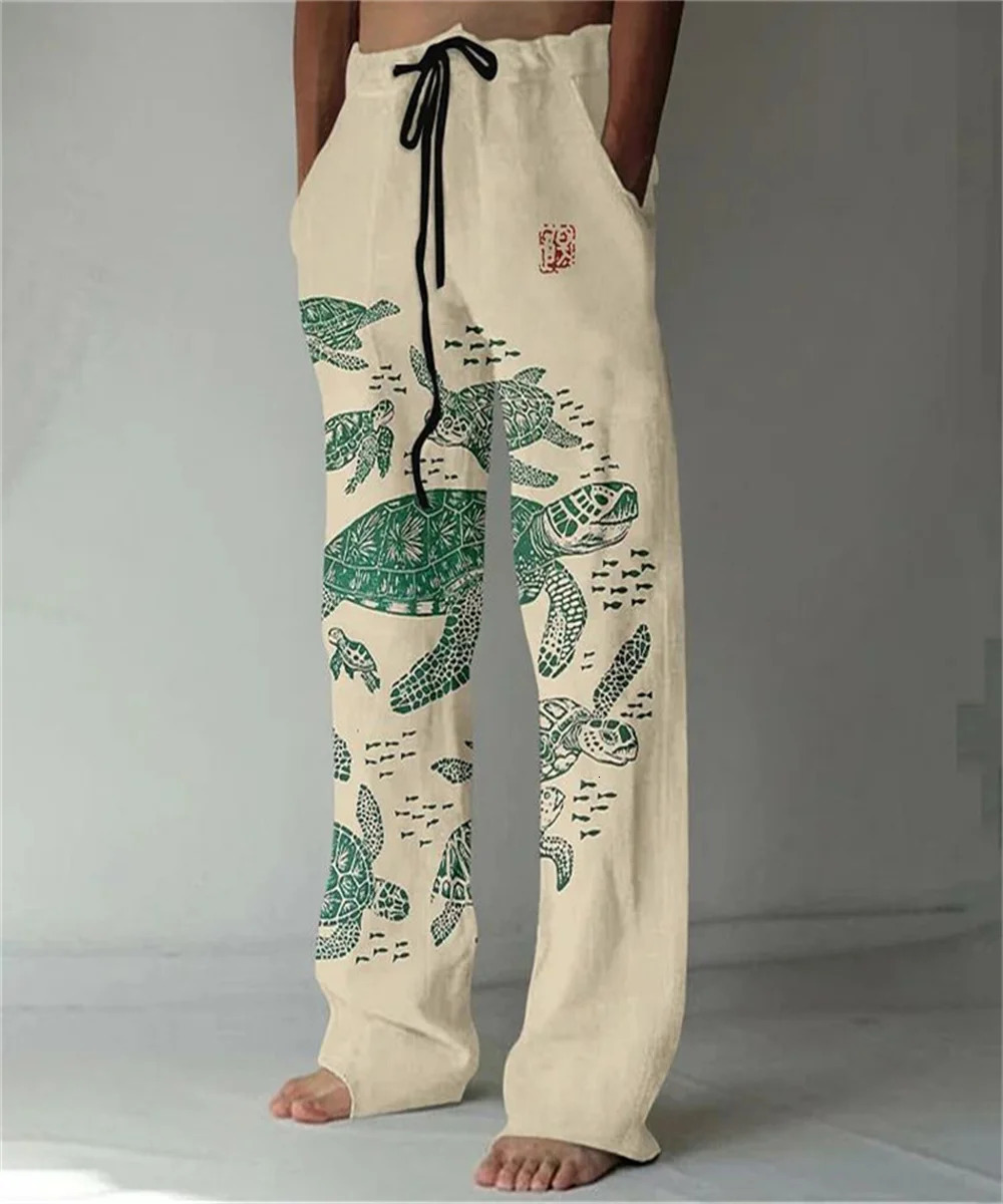 Mens cross-border foreign trade 3D digital printing lobster casual pants street fashion wide-leg pants mopping pants 240806