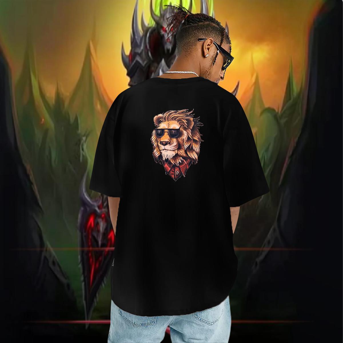 Custom Mens T Shirts 230g Cotton lion High Street Hip Hop Tops Tees Breathable Short Sleeve Wholesale Tshirts Custom Print Plus Size