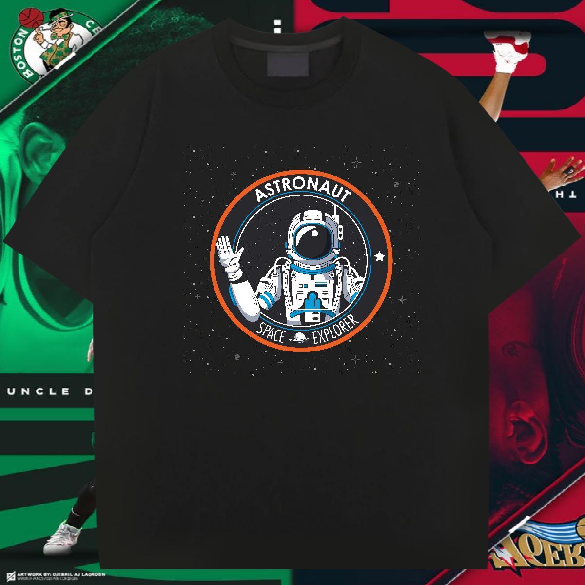 Mens T Shirts 100% Cotton 230g cosmonaut Daily Wear Breathable Asian Size Couples T Shirts Designer Loose Fit Tees