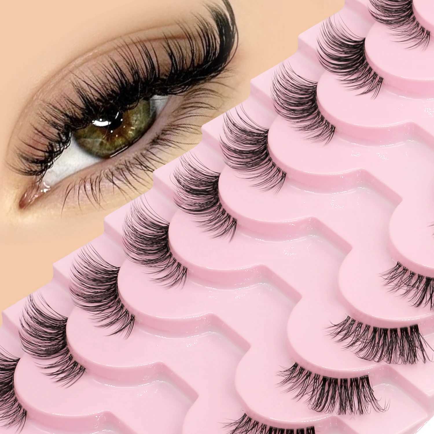 GROINNEYA Half Eyelid 5/6/10 Double Cat Eyelid Transparent Strap False Eyelash Enhancement Natural Appearance Eyelash Extension W240803