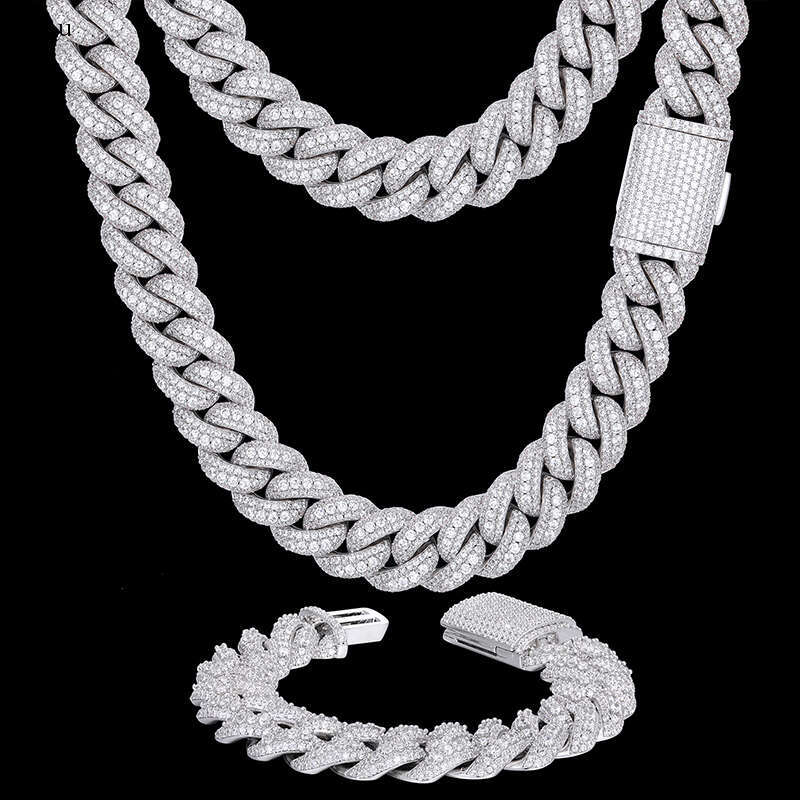 Jewelry Hip Hop Men Bling 18mm CZ Zircon Diamond Iced Out Cuban Link Chain For Rapper