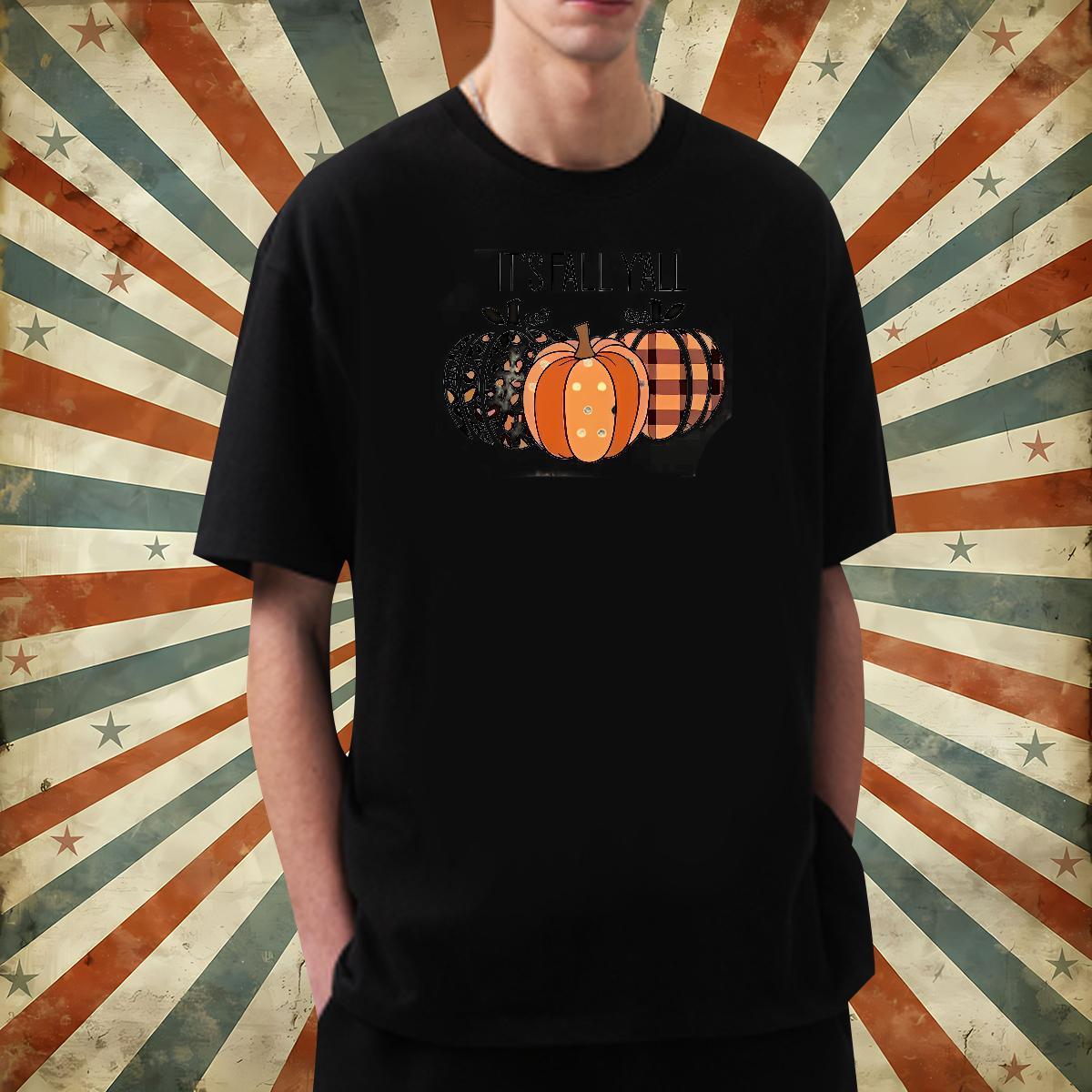 2024 Man T Shirts 230g Pure Cotton pumpkin Sports Casual Wear Breathable Crew Neck TOP Quality Men Tops Tees Cartoon Print