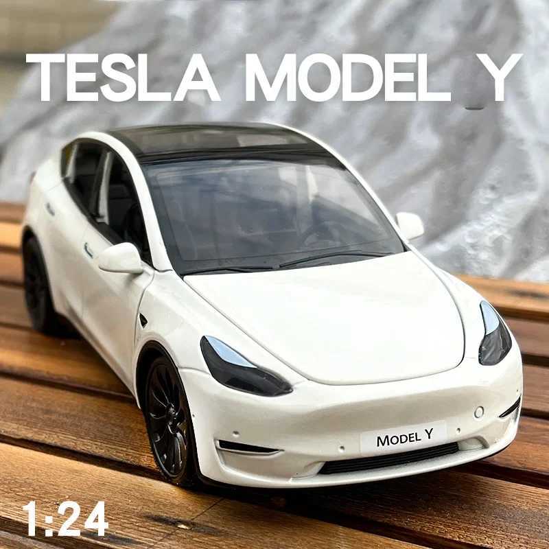 Diecast Model Cars 1 24 Tesla Model Y Model 3 Model S Metal Alloy Diecast Toy Car Model Sound And Light Childrens Toy Collectibles Birthday GiftsL486