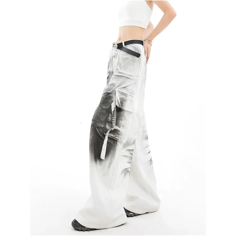Vintage 2000s Y2K Baggy Denim Trouser Womens Washed Casual Cargo Pants Autumn Female High Street Retro Trashy Jeans 240806