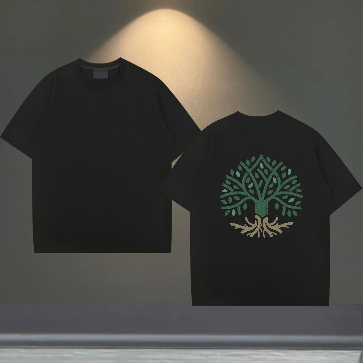 Factory Direct T Shirts Men 230g 100% Cotton tree Home Outdoor Top Tees Breathable Short Sleeve Designer Men Tshirts Floral Print