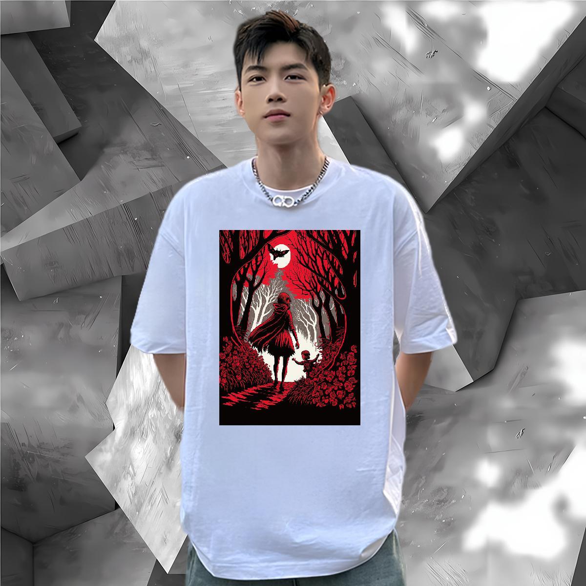 Classic Casual T shirt 230g 100% Cotton wolf Street Casual Tops Shirt Short Sleeve Soft Brand Tshirts DIY Printed