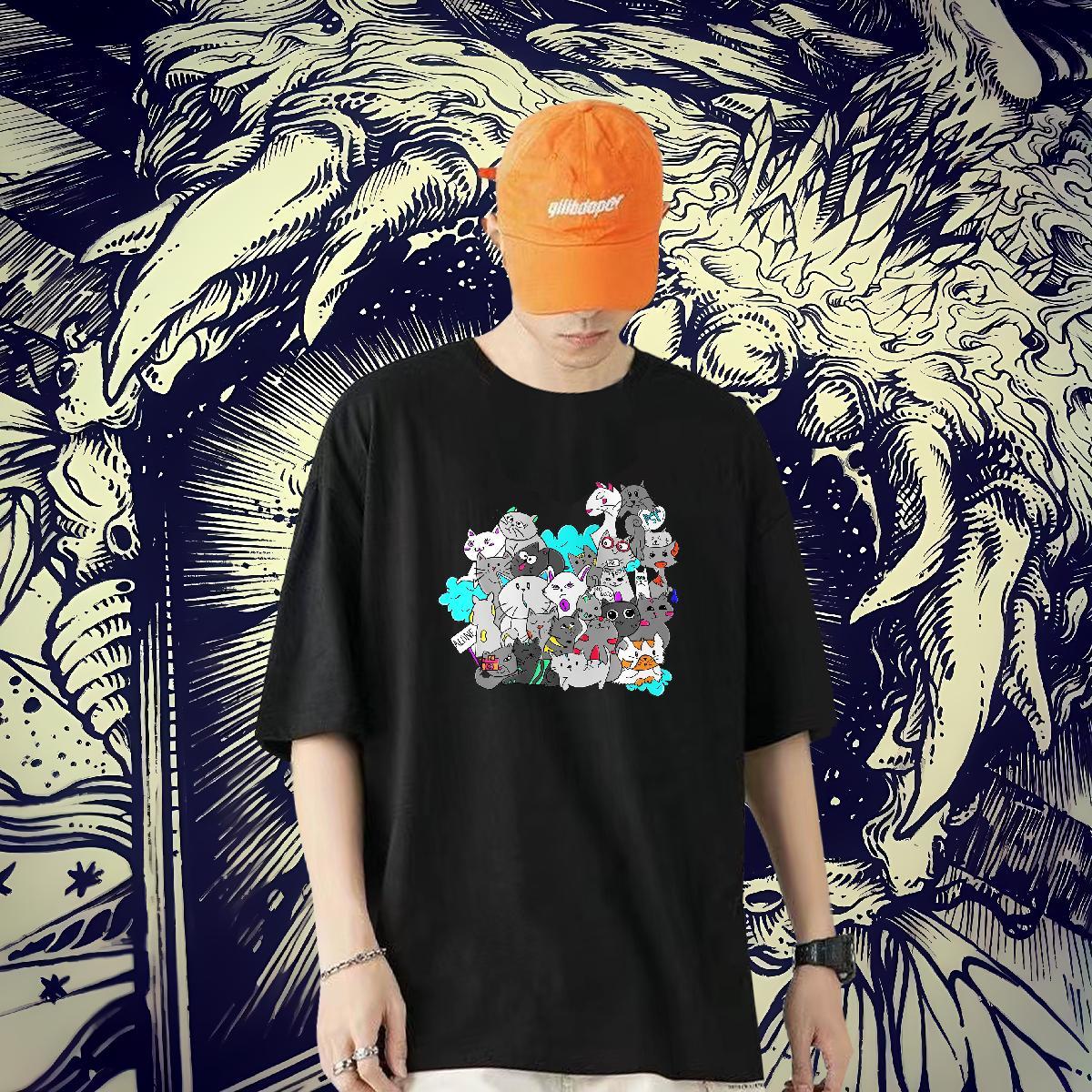 2024 Summer T Shirts Men 230g Cotton cute Street Casual Tops Breathable Free Shipping Tshirts Custom Print Plus Size