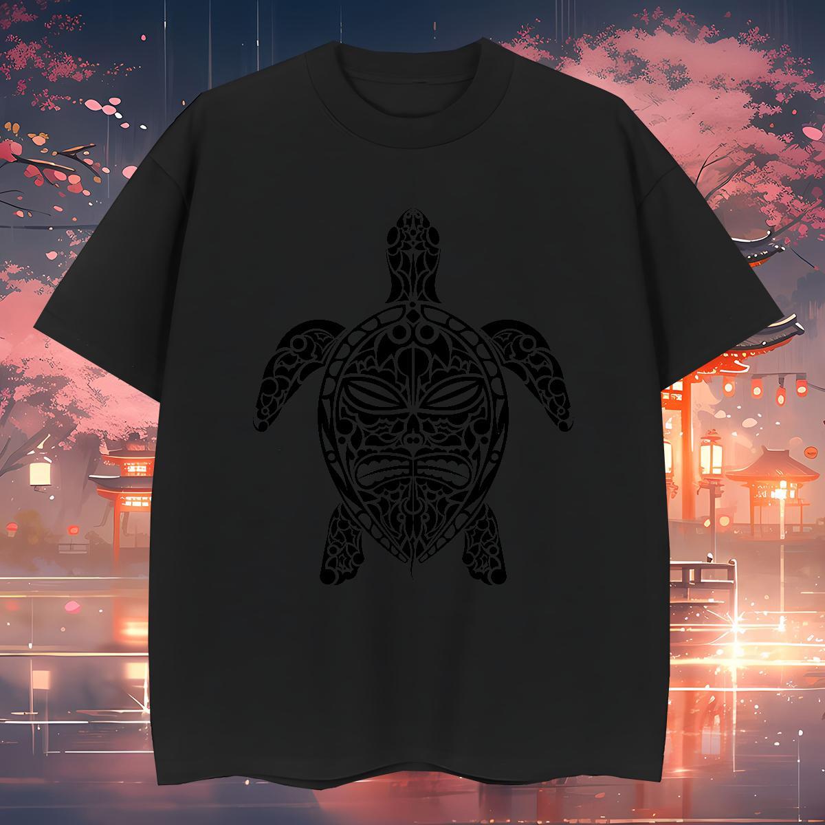 T Shirt For Man 100% Cotton 230g tortoise Street Wear Breathable Short Sleeve Floral Print Tshirt for Man Woman 2024 New Loose Fit Tee Shirt