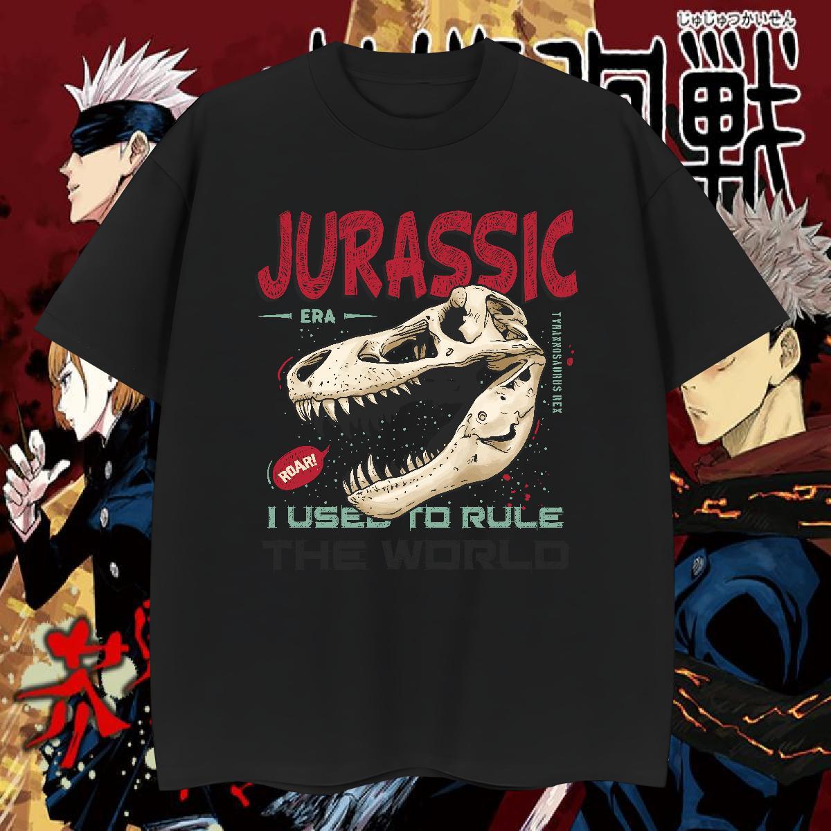 Fashion T-Shirts 230g Pure Cotton dinosaur Beach Clothes Breathable Free Shipping Men Tshirts Cartoon Print