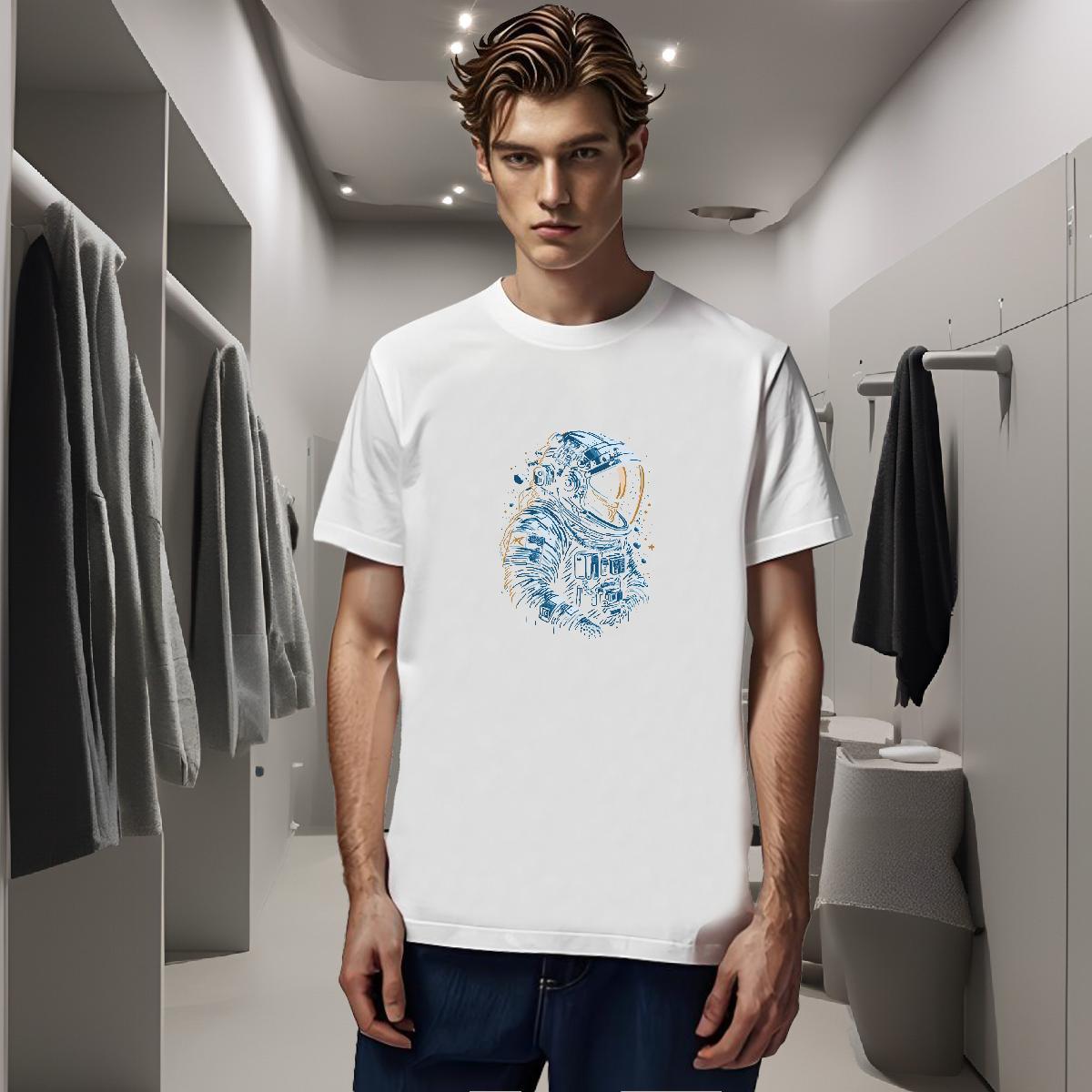 T-Shirts for Men 230g Cotton universe Beach Breathable Oversized 3XL 4XL Tshirts Stylist Classic Clothes