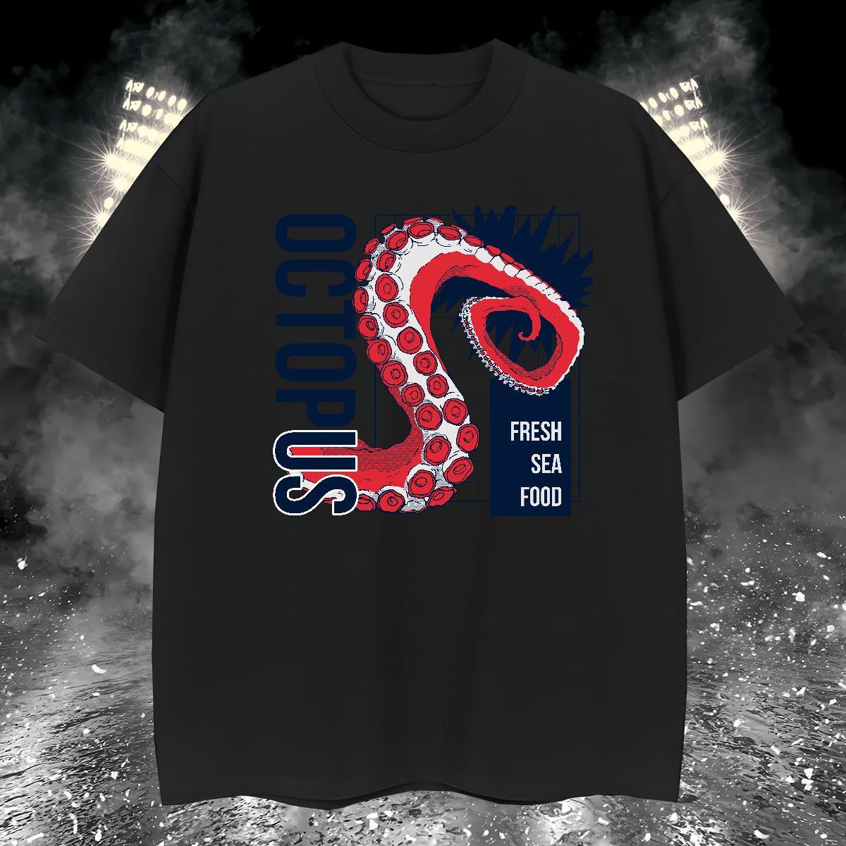 Man T Shirts 230g Cotton octopus tentacle Street Wear Breathable Oversized Men Tees New Classic Tshirts