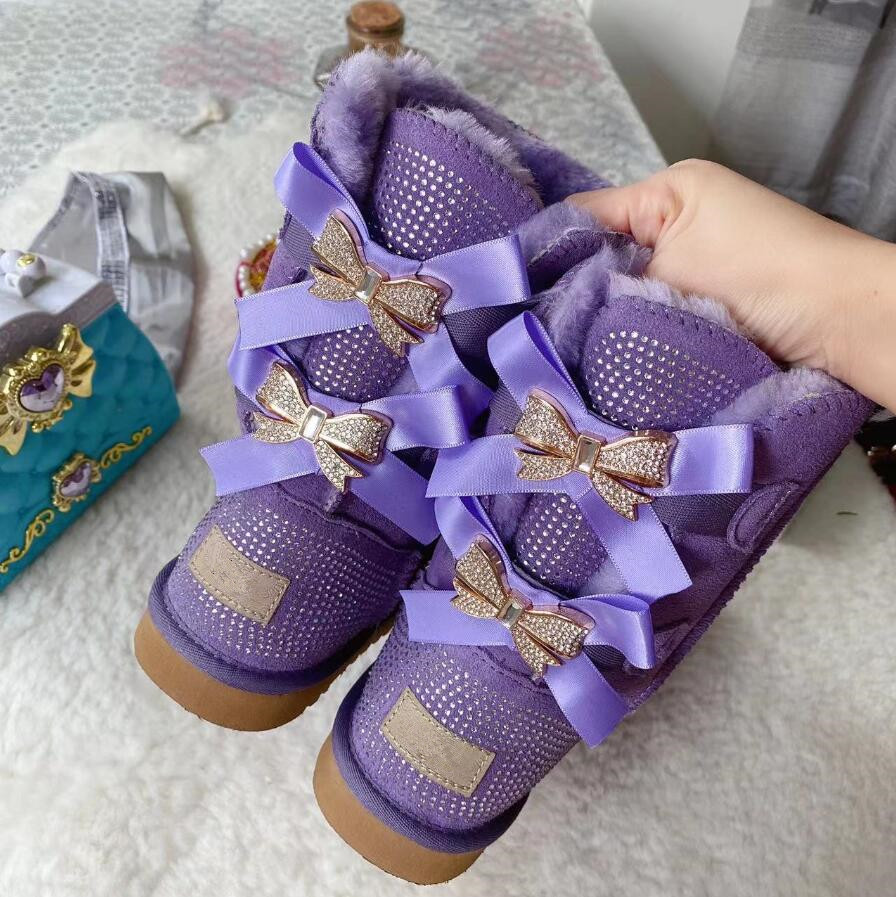 Designer bottes neige femme classiquement nœud Tazz Slippers Mustard Seed Mini Boot plateforme intérieur Australie Tasman Fluffy slip-on hiver pa