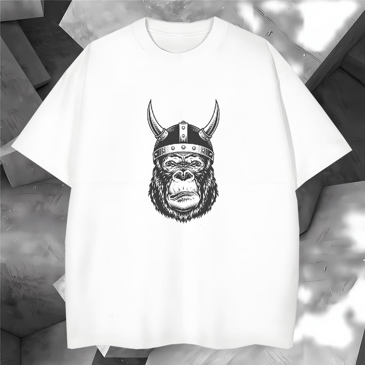 Mens T Shirts 230g 100% Cotton chimpanzee Hip Hop Street O-Neck Short Sleeve DIY Anime Men Tops Tees 2024 New Cool Design Clothes