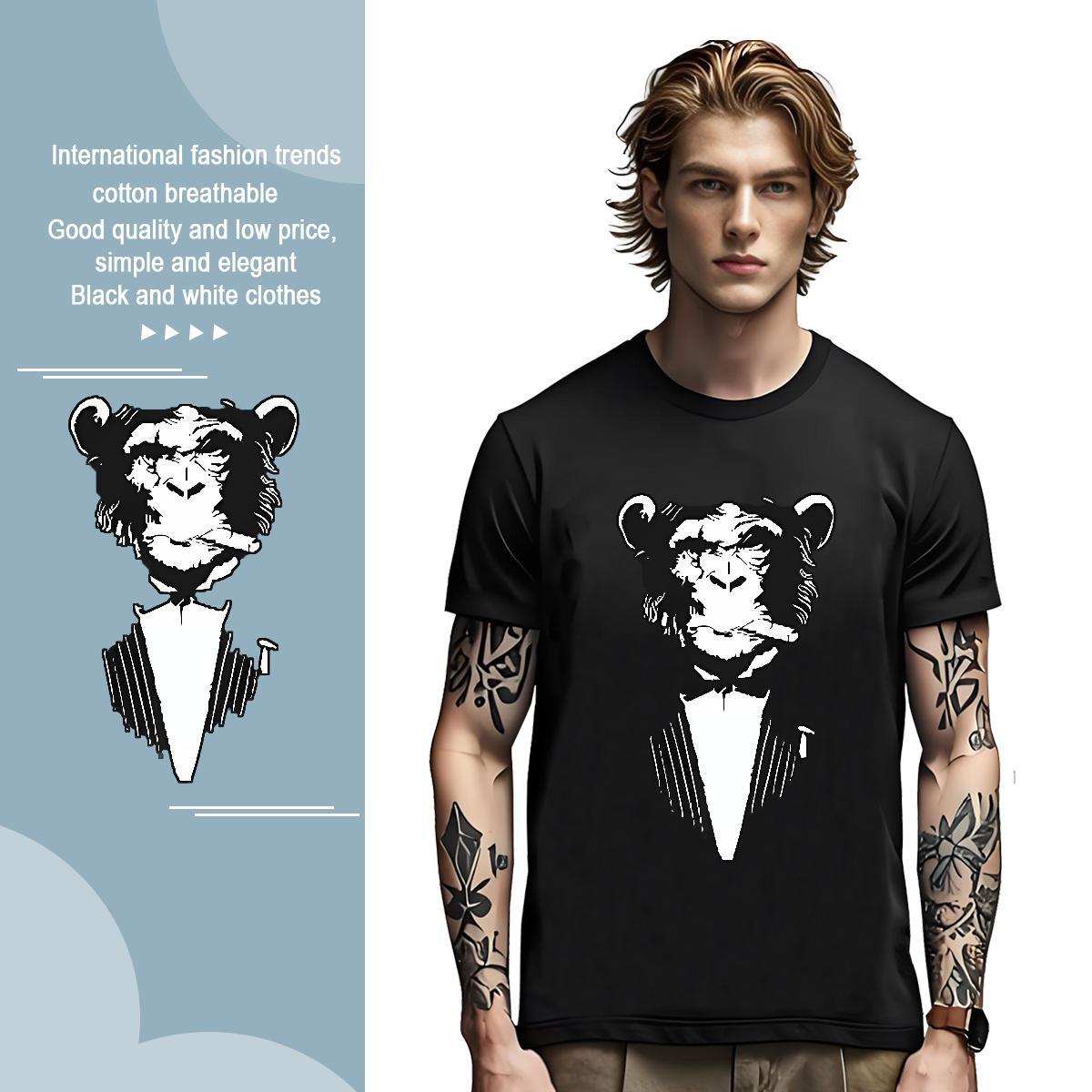 Designer Men Tops Tees 230g 100% Cotton chimpanzee T Shirt For Man Sport Crew Neck DIY Logo Oversized Fashion Casual Tees Shirts