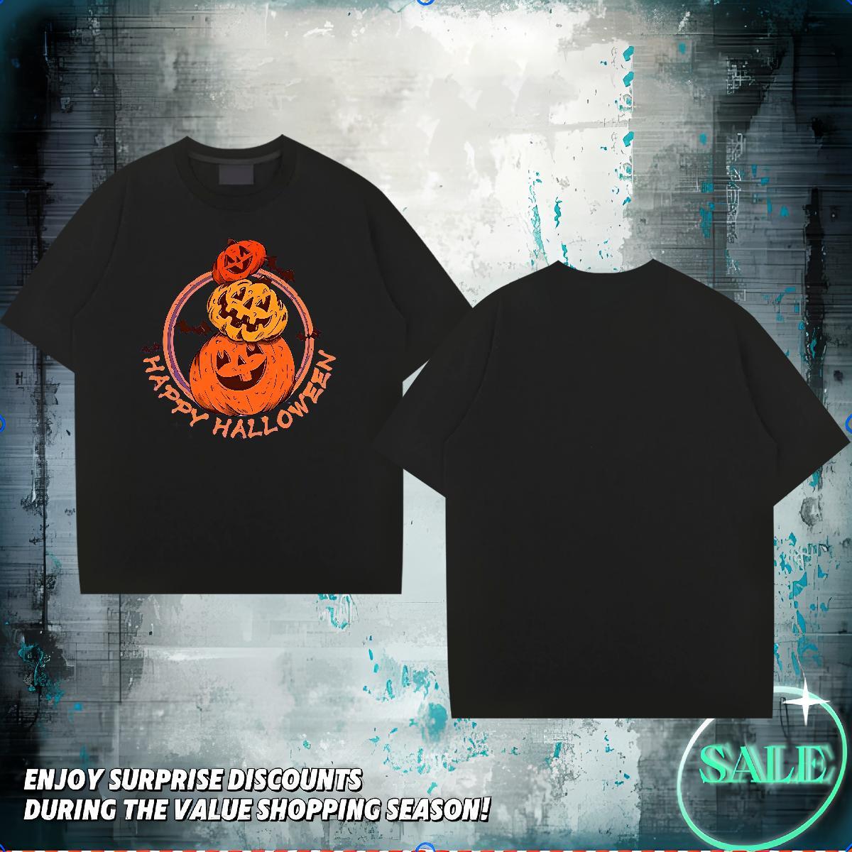 DIY T Shirt For Man 230g Pure Cotton halloween Daily Outfit Top Tees O Neck Short Sleeves Free Shipping Couples T Shirts Graphic