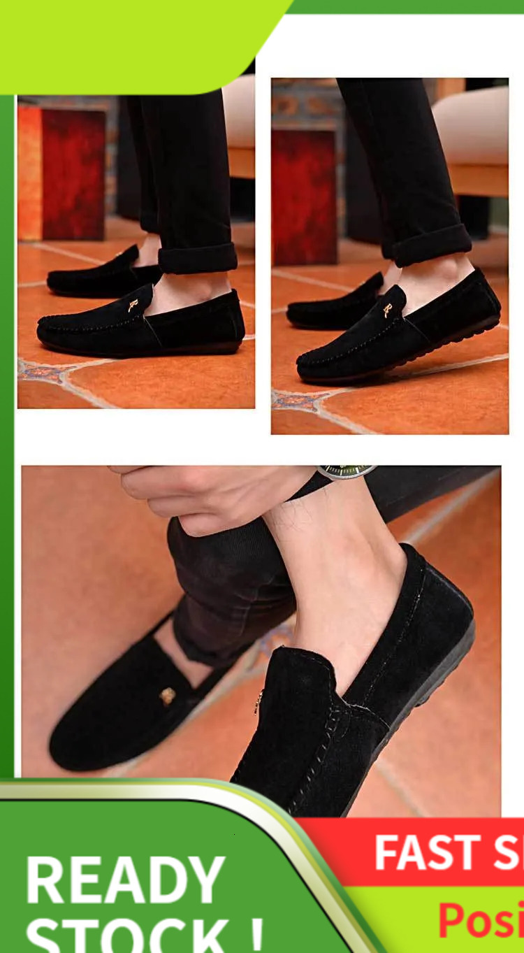 S Ddmysports Men Loafers Korean Trendy Men Casual Low Top Cloth Lazy Kick Ins Beanie Driving Shoes Non Slip And Simple Black Outdoor Shoes hoes lip im