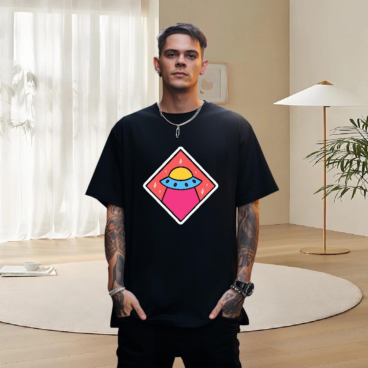 Cool Design Mens Tshirts 230g Cotton Street Casual ET Oversized 3XL 4XL Breathable Short Sleeve 2024 T Shirts Men Tops Tees