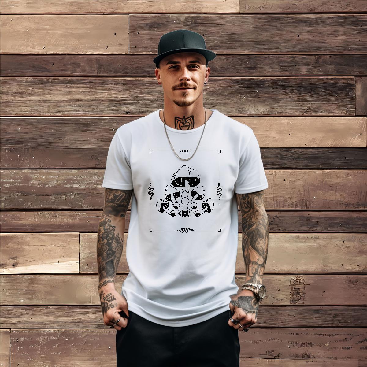 Classic T Shirt For Man 230g 100% Cotton mushroom Casual Daily Wear Tshirts Breathable Short Sleeve Free Shipping Tshirt for Man Woman DIY Printed