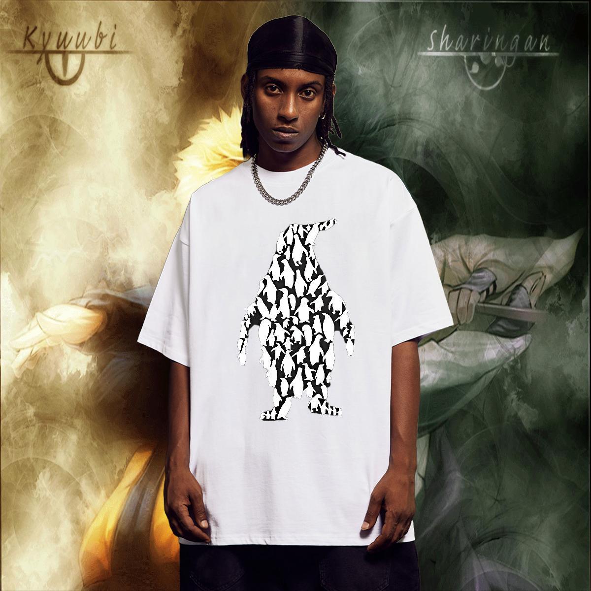 Loose Men Tees 230g Cotton Anime Printing Street penguin Customized Print Breathable Soft 2024 DIY T Shirt For Man Tops Tees