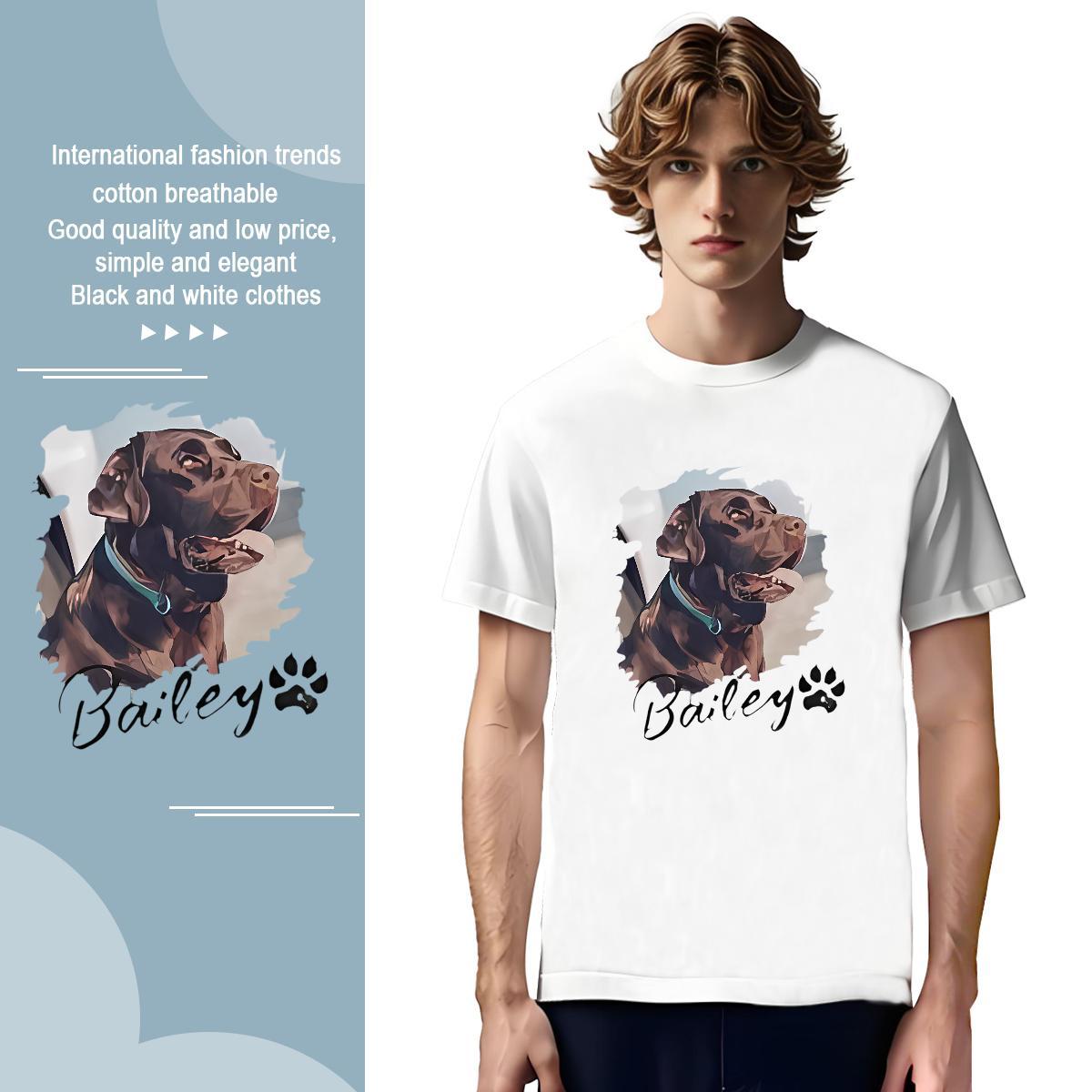 T-Shirts 230g Pure Cotton dog Casual Beach O-Neck Short Sleeve DIY Anime Couples T Shirts Casual New Brand Tshirts