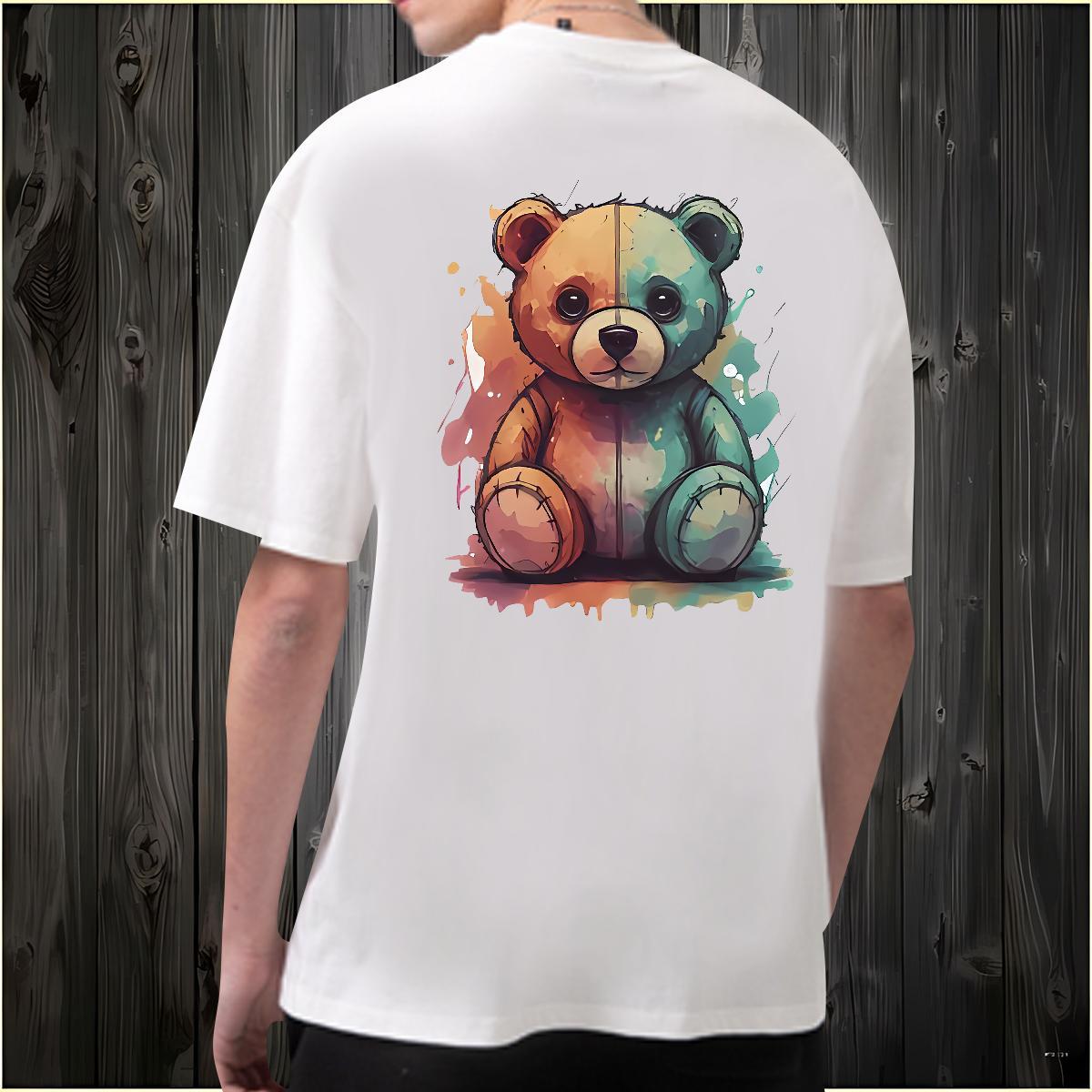 Free Shipping T Shirts Men 230g Cotton bear Spring Summer Top Tees Breathable Crew Neck Cool Couples T Shirts Black White