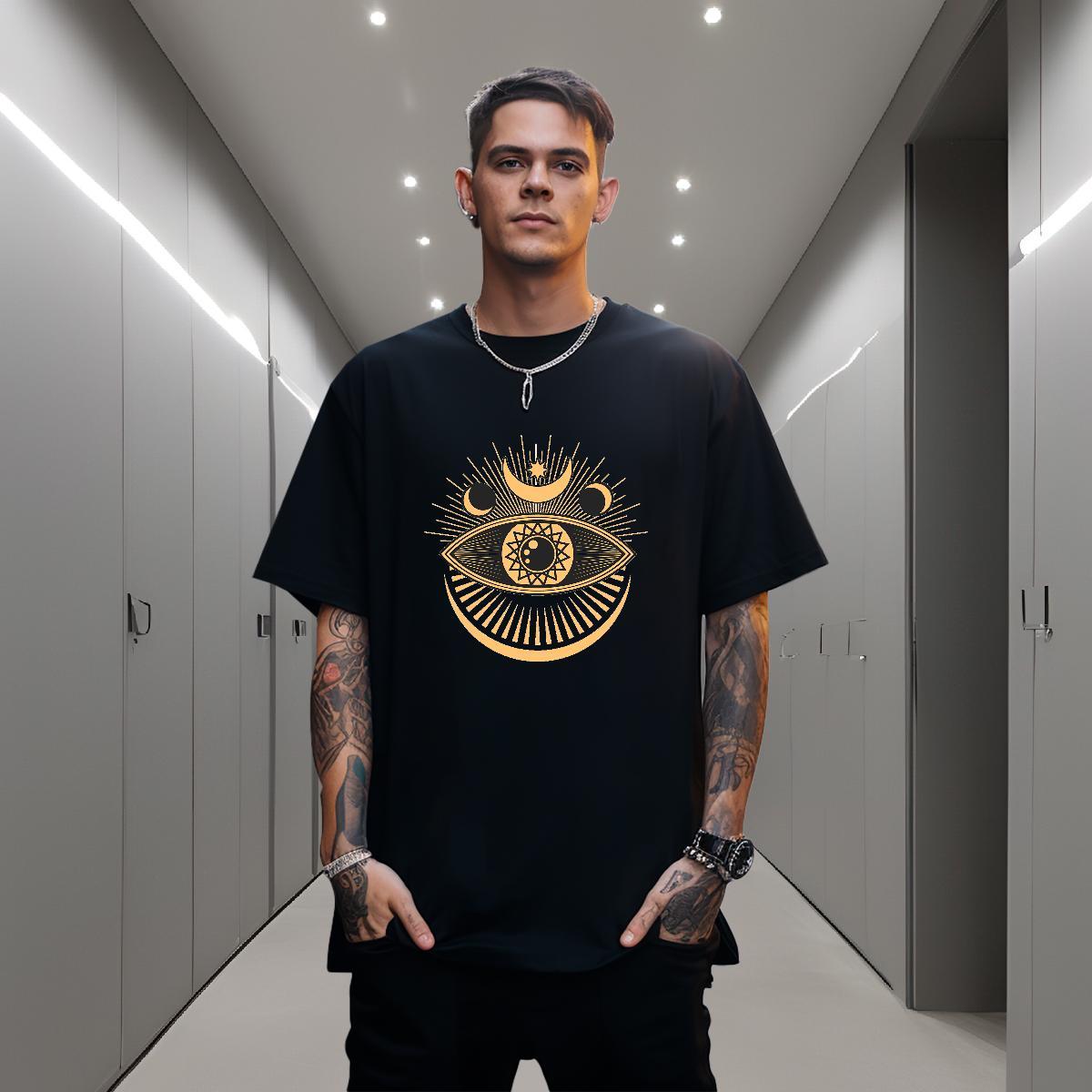 Men T Shirts 100% Cotton 230g eyes Casual Breathable Crew Neck Graphic Couples T Shirts 2024 Summer Free Shipping Clothings