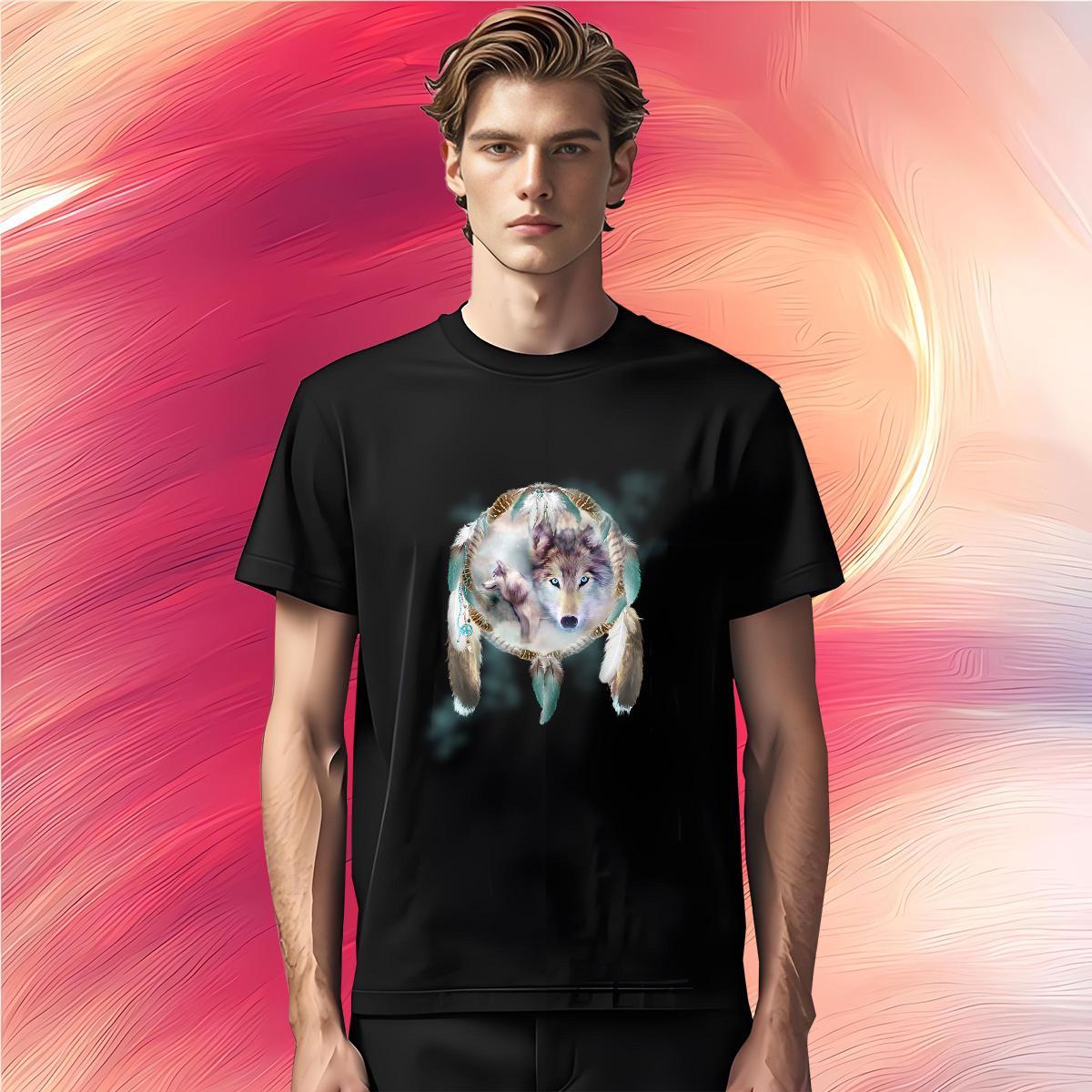 Customized T Shirt For Man 230g Pure Cotton wolf Street Wear Short Sleeve O-Neck Designer Tshirts DIY