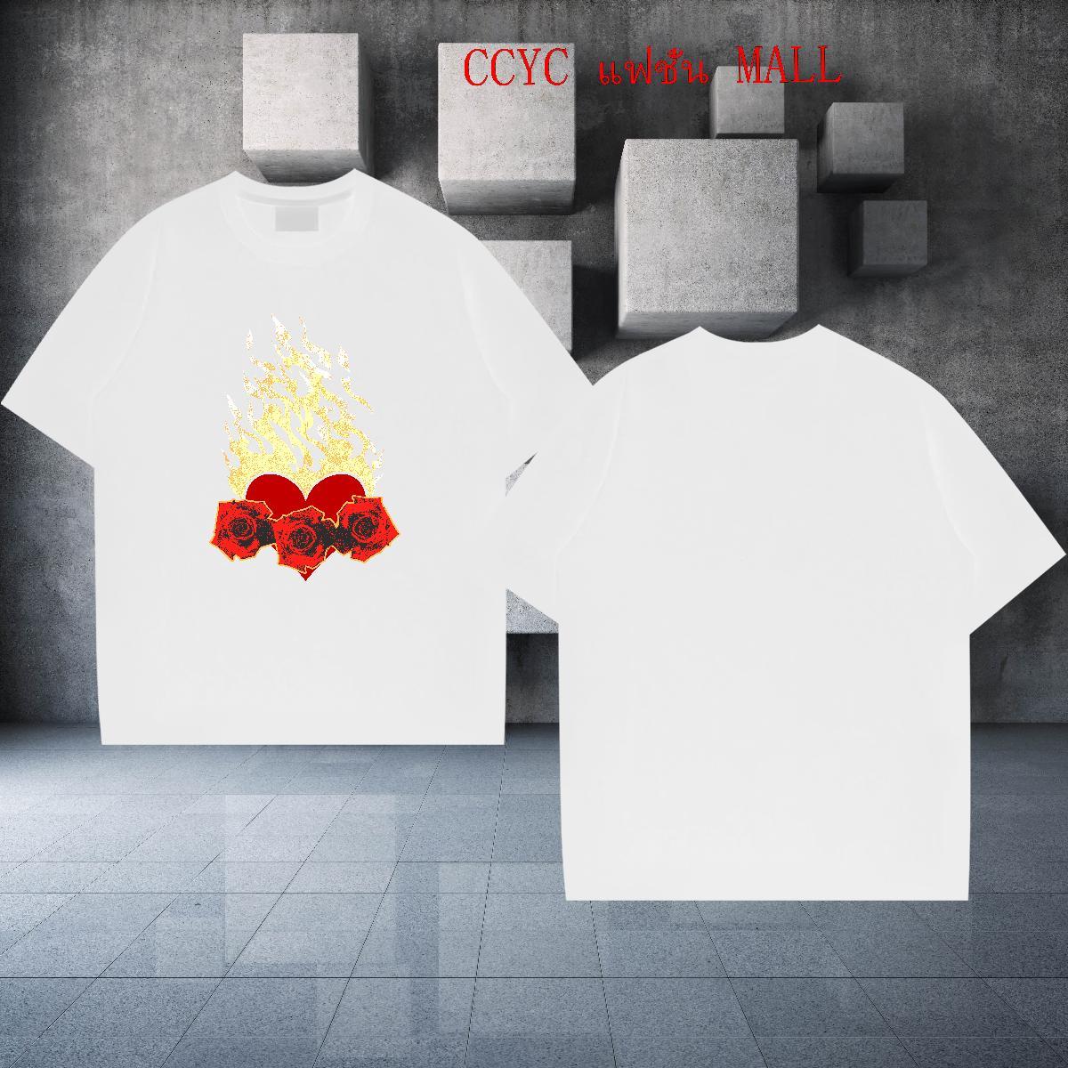 2024 New T-Shirts 230g 100% Cotton painting Spring Summer Top Tees O Neck Short Sleeves Loose Fit Tshirt for Man Woman DIY Printed