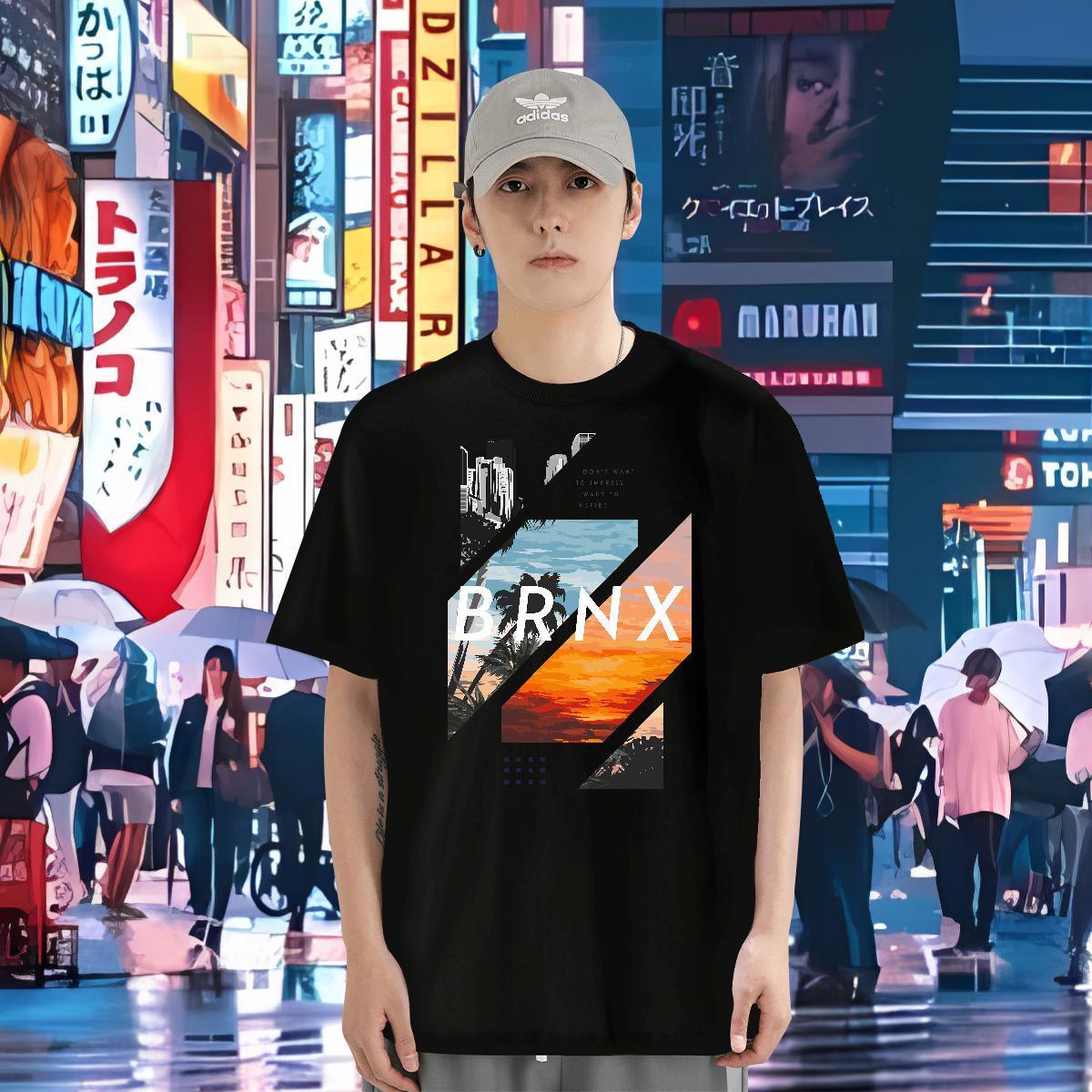 T Shirt For Man 230g 100% Cotton tree Hip Hop Breathable Short Sleeve Black White Couples T Shirts DIY Customized Cool Tees Shirts