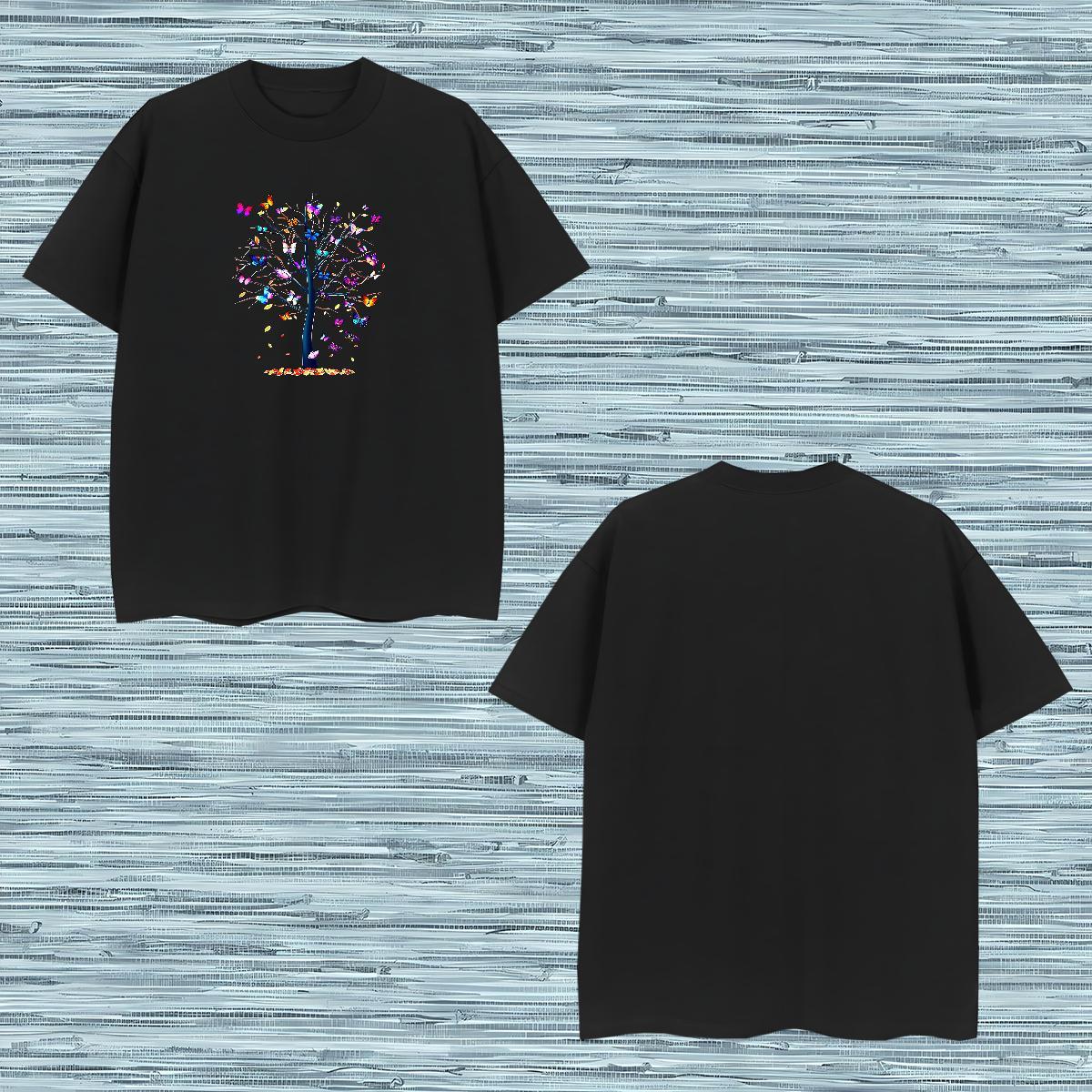 Wholesale Men T Shirts 230g Cotton Butterfly Daily Wear Tshirts Round Neck Short Sleeve Classic Mens Tshirts Customized Print