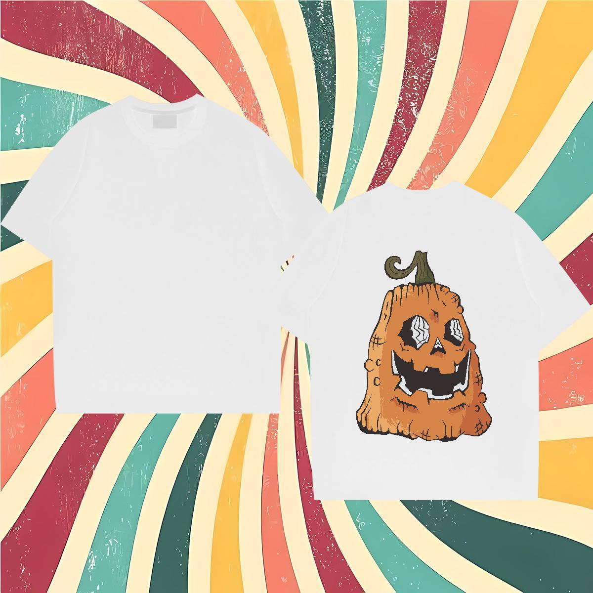 Customized Men T Shirts 230g Pure Cotton pumpkin Hip Hop Street Top Tees Breathable Short Sleeve Free Shipping Men Clothes T-Shirt DIY Printed